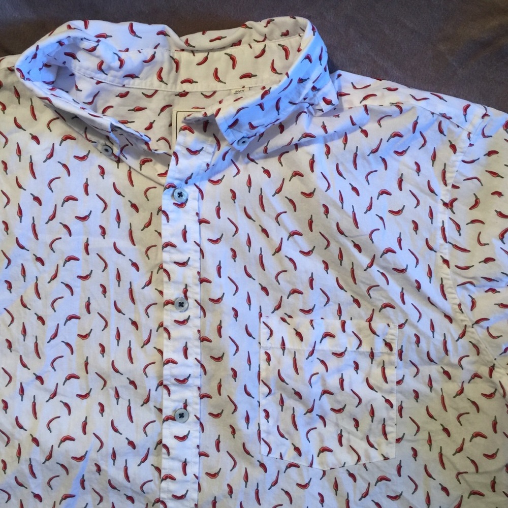 White Shirt With Red Chili Peppers